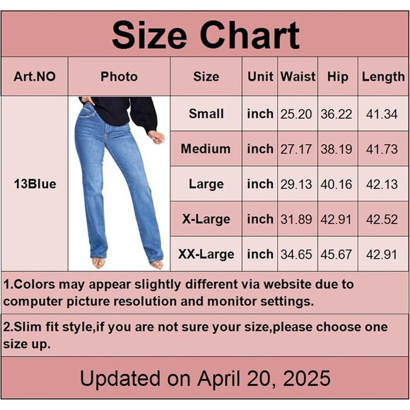 Women's Wide Leg Jeans Stretchy Denim Casual Mid Rise Straight Leg Pants - Picture 3 of 7